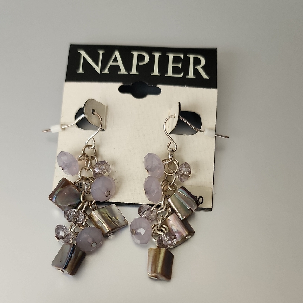 NWT Napier Dangle Drop Irregular Geometric Beaded Earrings NICKEL FREE